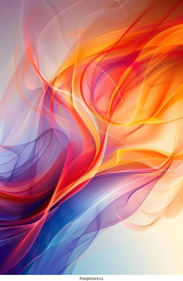 Abstract red orange blue purple white fluid shapes