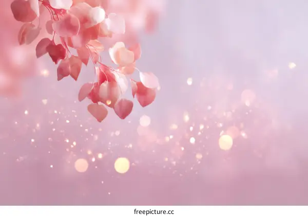 Delicate Pink Floral Background with Sparkling Lights