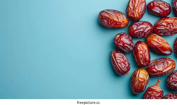 Fresh Dates on a Blue Background - Healthy & Delicious