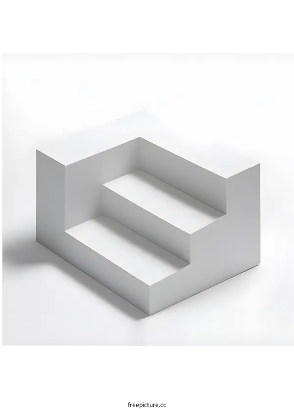White 3D Geometric Steps Platform