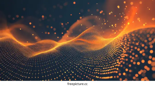 Abstract Digital Waves of Orange Particles