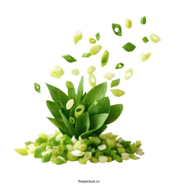 [Transparent Background PNG]Creative Arrangement of Chopped Green Onions