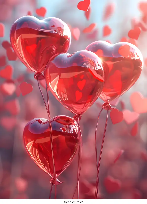 Red heart balloons