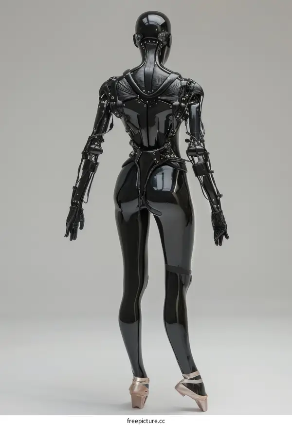 Glossy Black Robot Woman