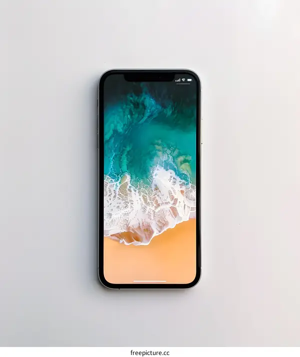 Smartphone With White Sand Beach Wallpaper