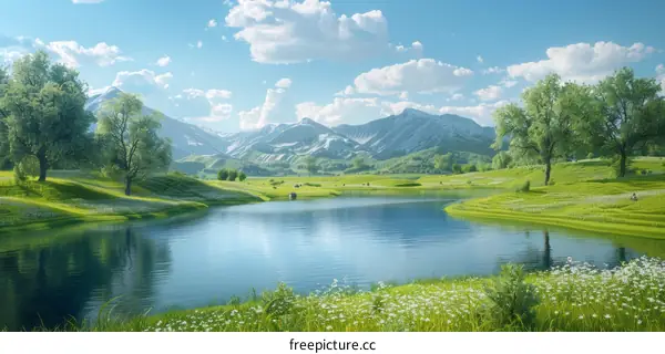 Serene Landscape: Nature's Beauty in a Tranquil Meadow