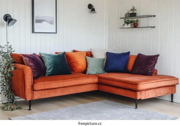 Rustic Living Room Corner Sofa with Cushions