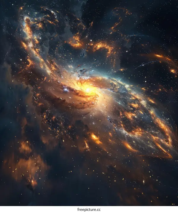 Amazing space spiral galaxy with stars and cosmic dust in the universe