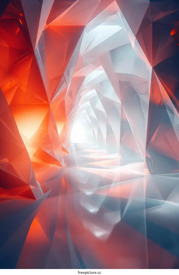 Mesmerizing Crystal Corridor with Vibrant Red and White