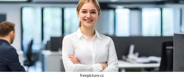 Smiling Businesswoman Standing in Office