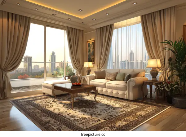 Modern Living Room Interior Design with Balcony