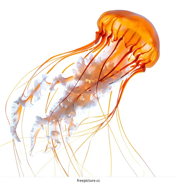 Orange Jellyfish on White Background