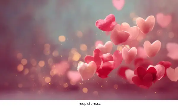 Heart-shaped Petals Floating in a Romantic Setting