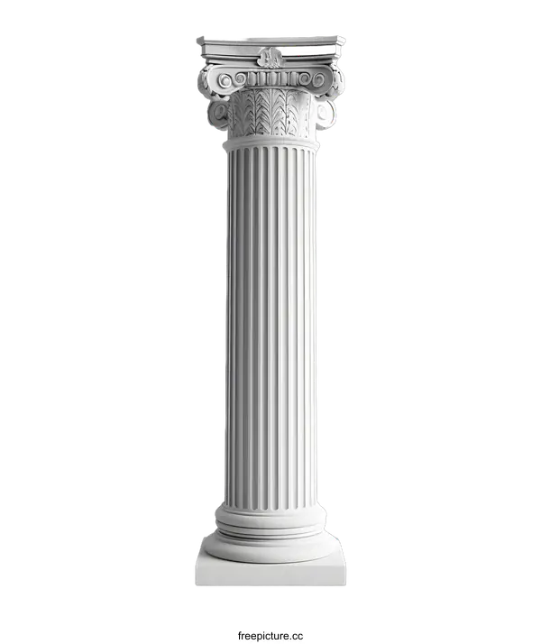 [Transparent Background PNG]White Marble Column with Greek Style Capital