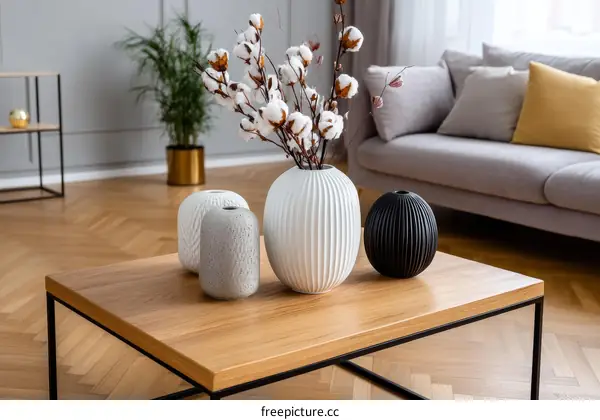 Modern Living Room Coffee Table Decor with Vases