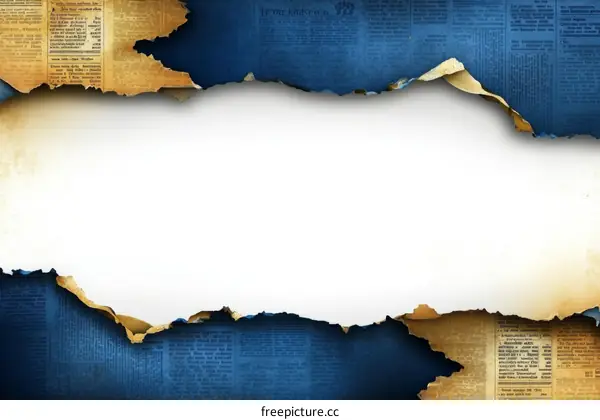 Torn Newspaper Background with White Space
