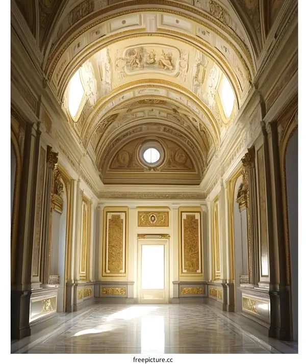 Ornate Interior of a Historic Palace with High Vaulted Ceilings