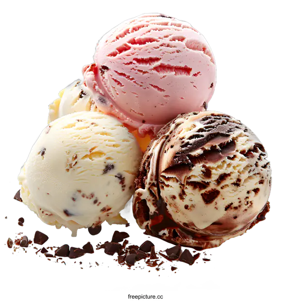 [Transparent Background PNG]Scoops of Ice Cream on White Background
