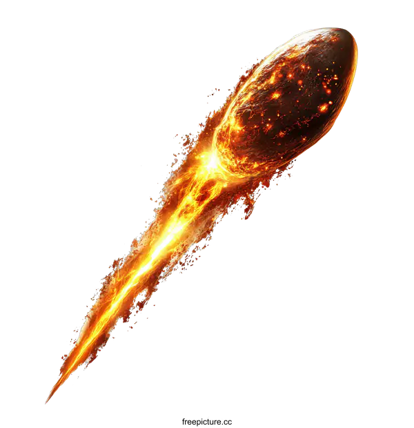 [Transparent Background PNG]Burning Rugby Ball Projectile Illustration