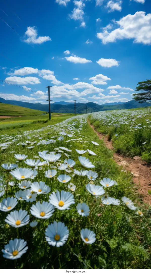 Field of flowers in the mountains