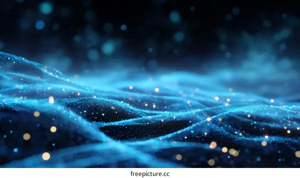 Abstract Digital Wave with Sparkling Particles