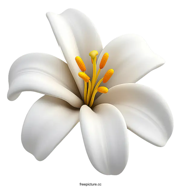 [Transparent Background PNG]Beautiful White Lily Flower Illustration