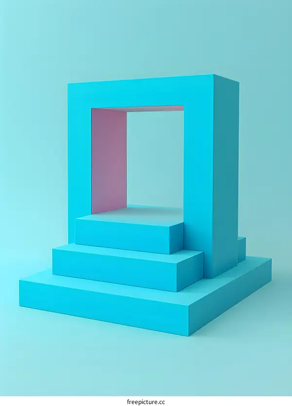 Blue Minimalist Geometric Shapes 3D Rendering