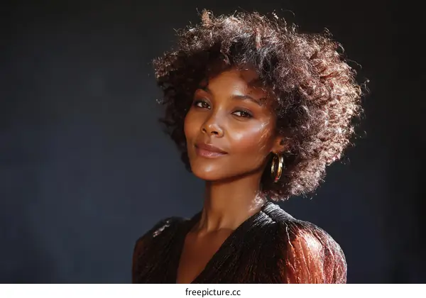 Close-up Portrait of a Woman with Curly Hair