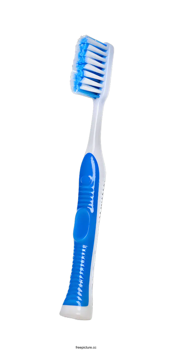 [Transparent Background PNG]Blue and White Toothbrush on White Background