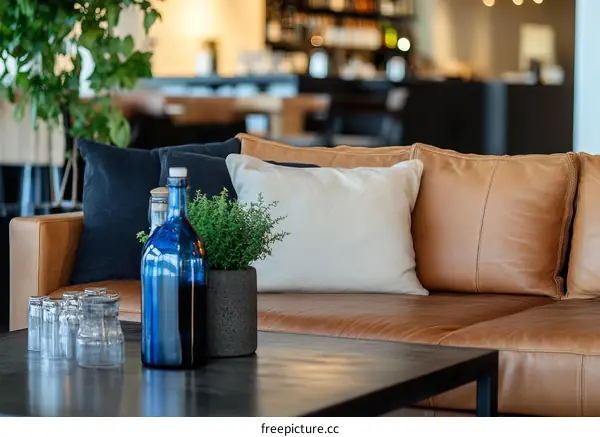 Modern  Living Room Sofa with  Decorative Items