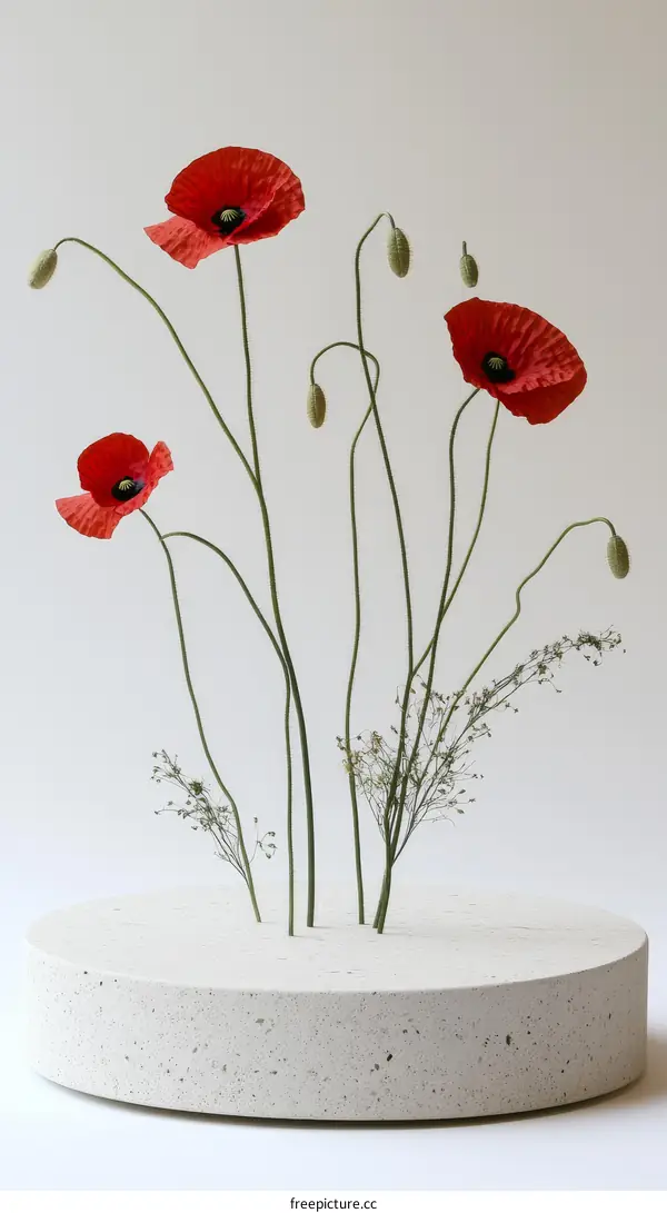 Modern Minimalist Flower Arrangement in Concrete Vase