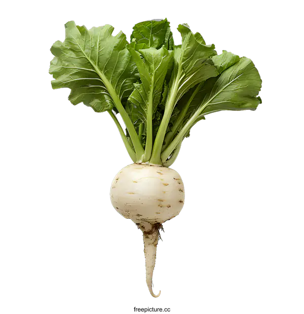 [Transparent Background PNG]A studio shot of a single white turnip on a white background