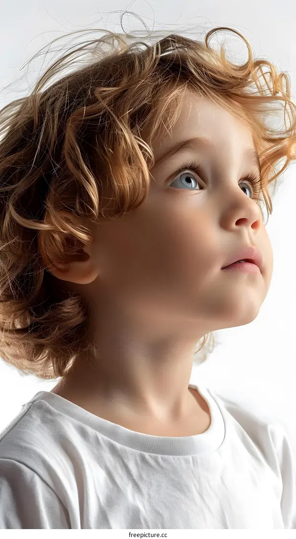 Curious Child Gazing Upward
