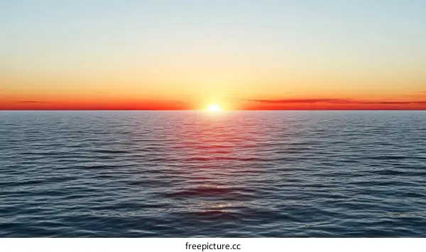 Sunset over Calm Ocean
