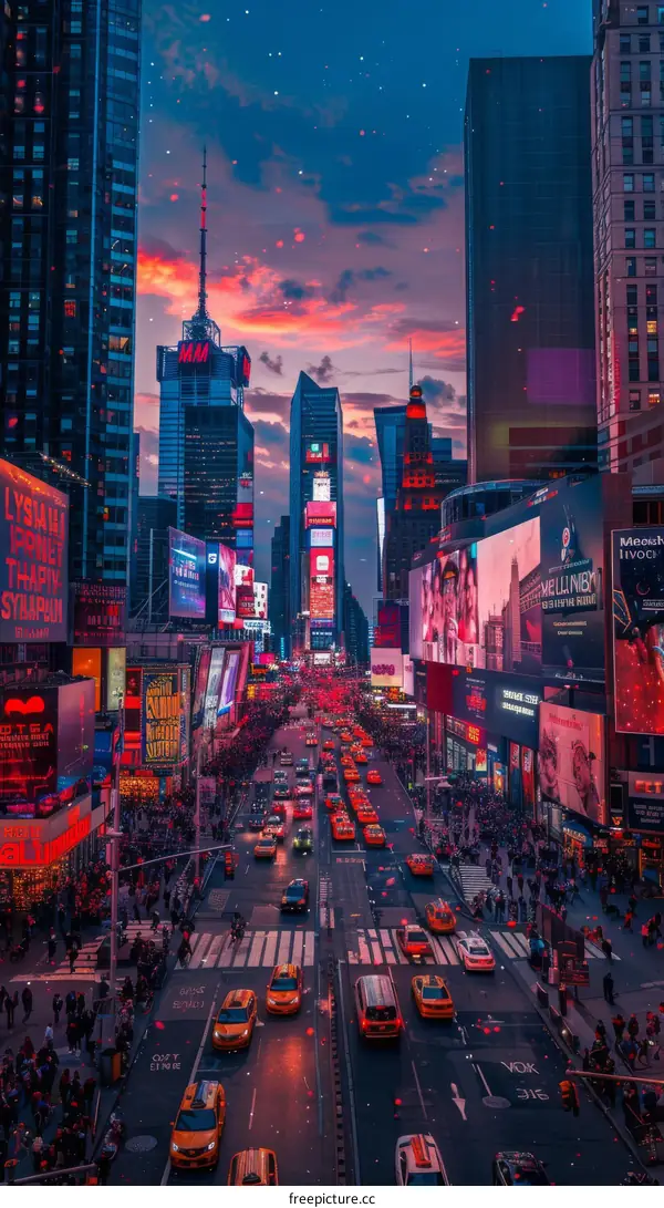 New York Citys Vibrant Times Square at Night