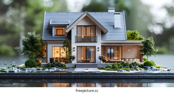 white modern house exterior with large glass windows