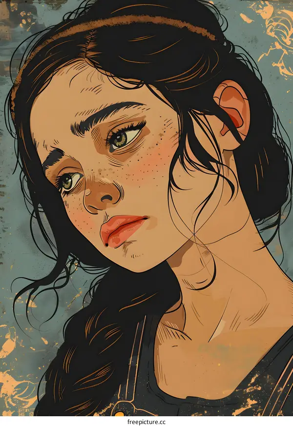 portrait of a young woman with freckles