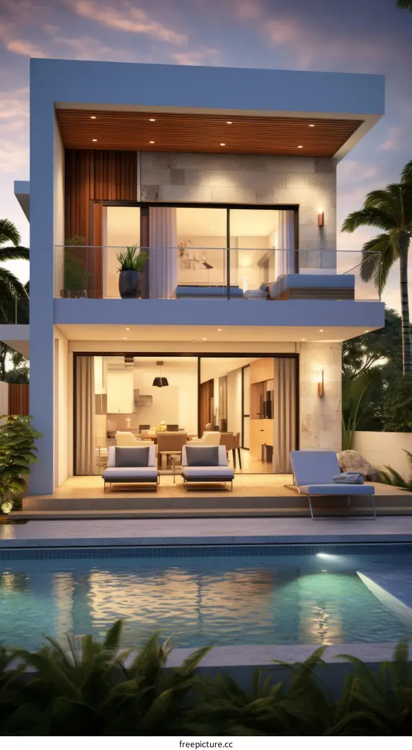 Modern Two-Story Beach House With Pool