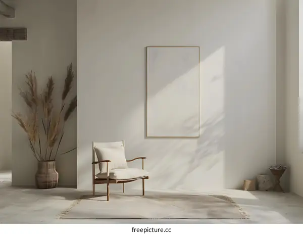Minimalist Living Room Interior Design With Chair and Canvas