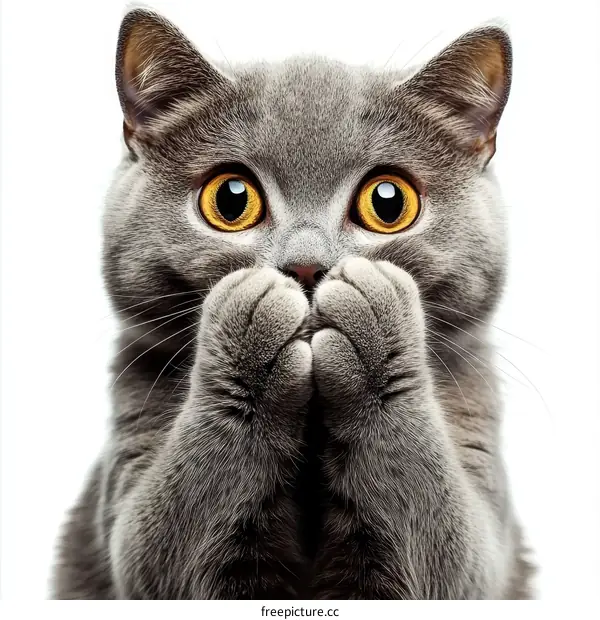 Cute Gray Cat with Wide Eyes