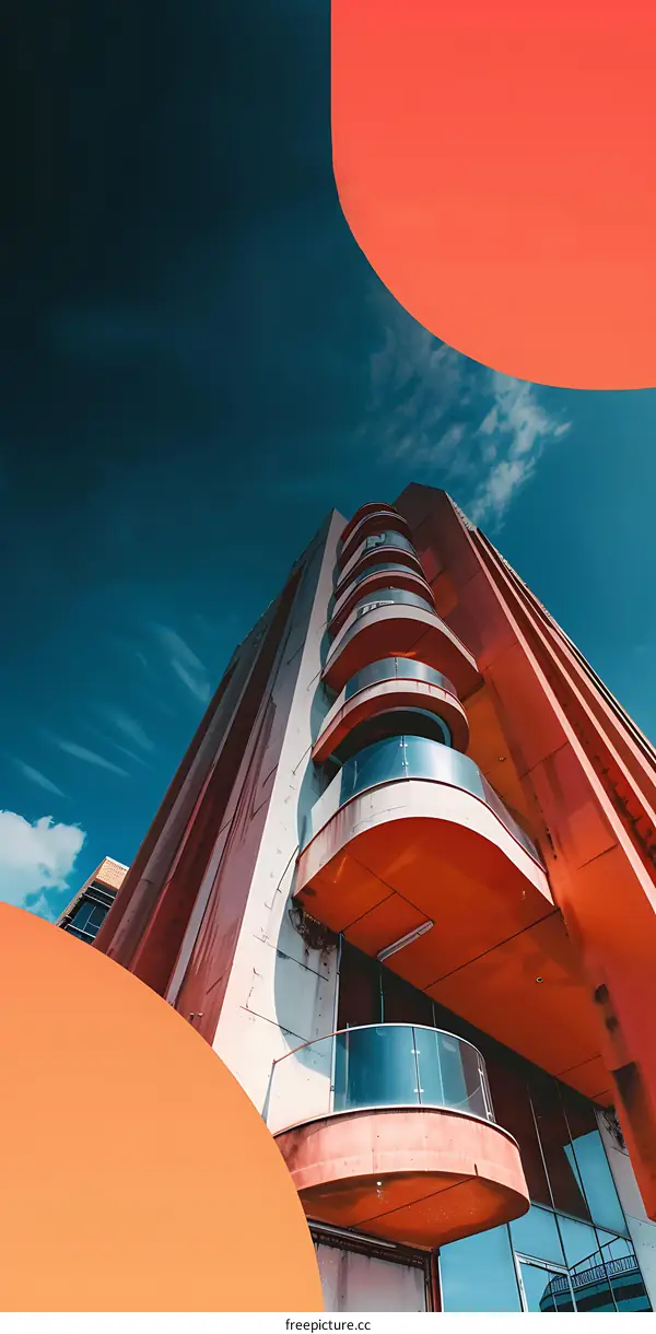 Modern Apartment Building with Curved Balconies