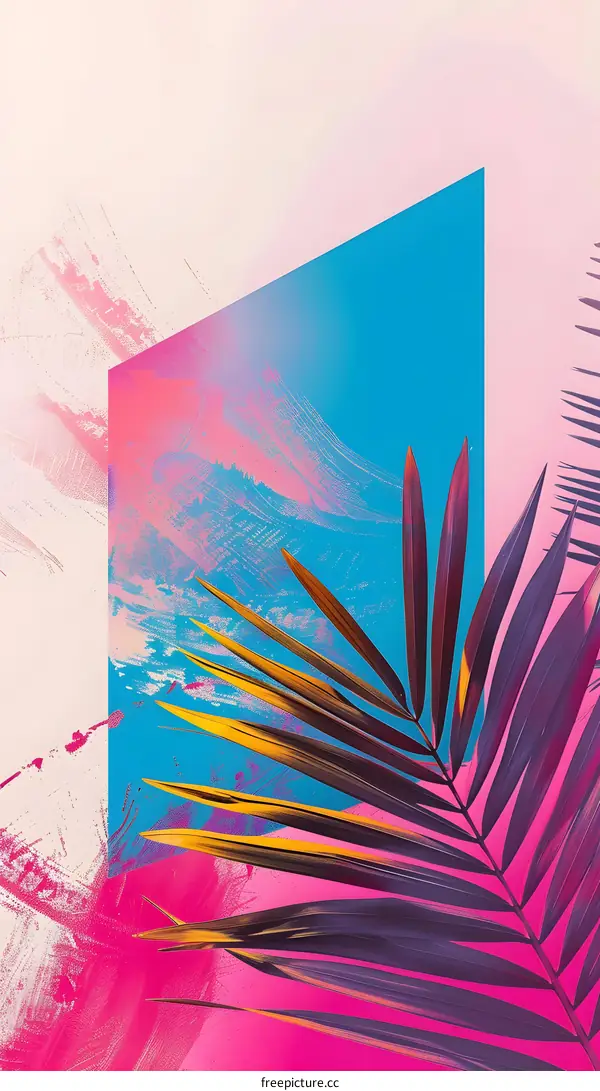 Palm Leaf with Colorful Background