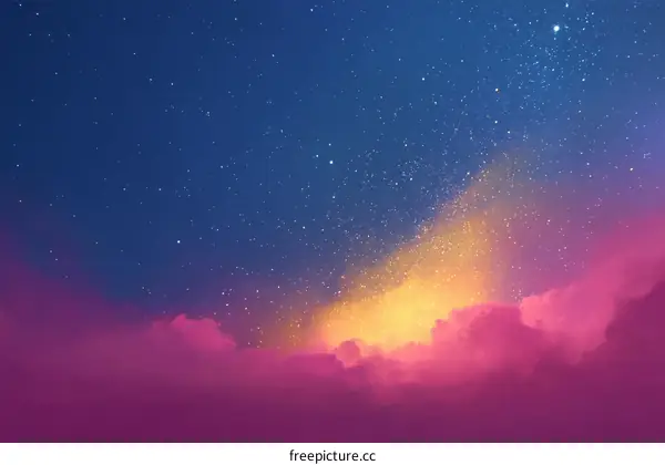 Colorful Night Sky with Starry Clouds