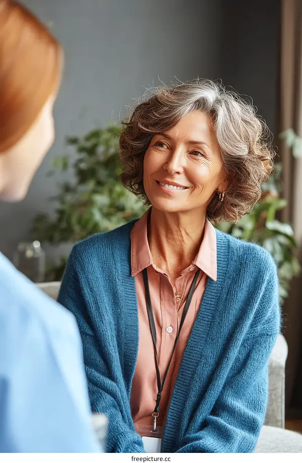 Two Women in Conversation  Friendly  Caregiver  Senior  Support