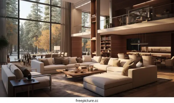 Modern Minimalist Living Room Design With Large Windows