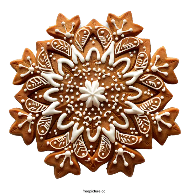 [Transparent Background PNG]Decorative Gingerbread Snowflake on White Background