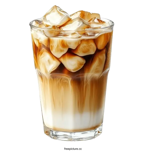 [Transparent Background PNG]Delicious Iced Coffee Drink with Ice Cubes