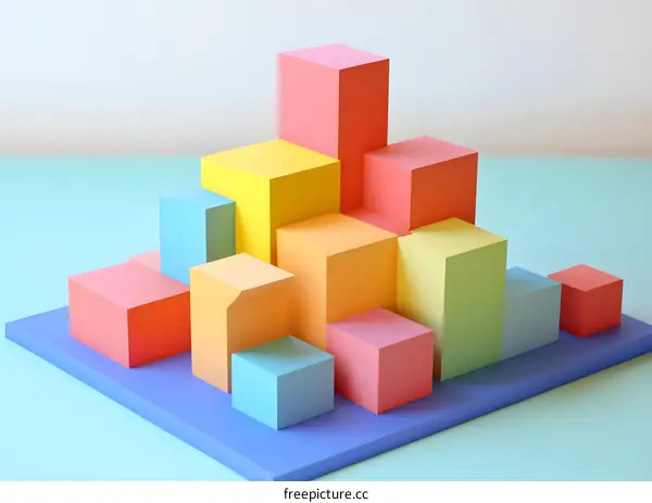 Abstract Colorful Geometric Shapes Design 3D Rendering