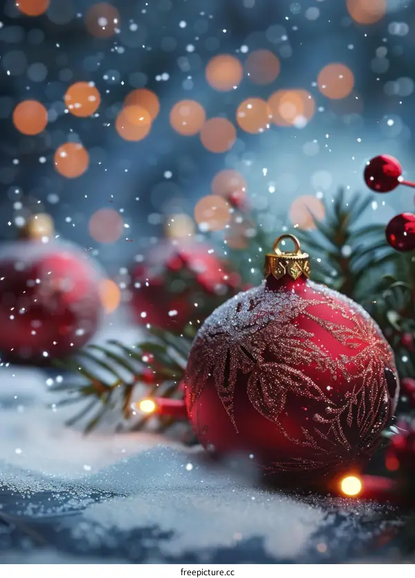 Crimson Snowflake Christmas Tree Ornament