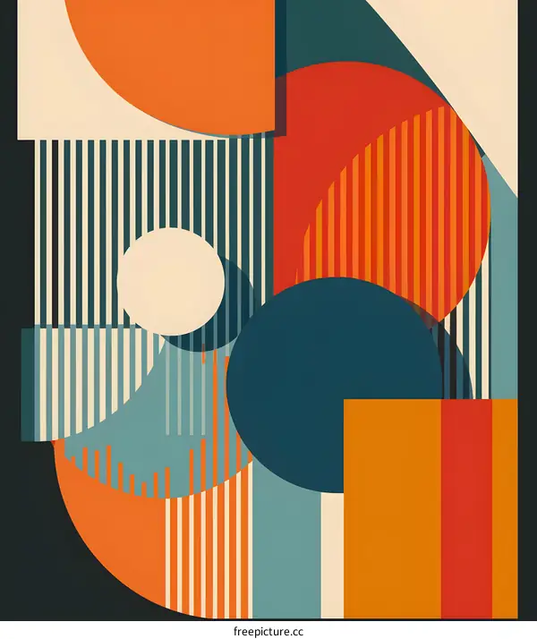 Abstract Geometric Shapes in Orange, Blue, and Yellow